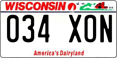 WI license plate 034XON