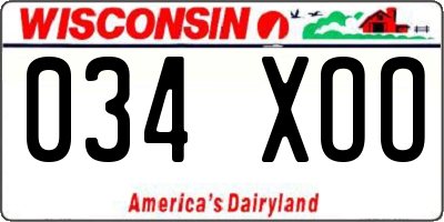 WI license plate 034XOO