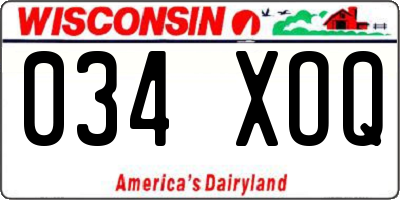 WI license plate 034XOQ