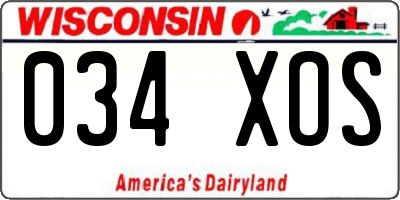 WI license plate 034XOS