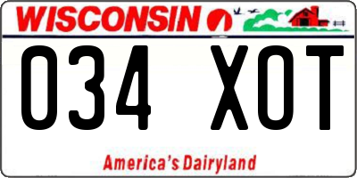 WI license plate 034XOT