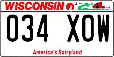 WI license plate 034XOW