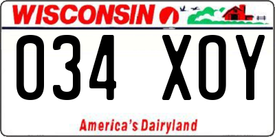 WI license plate 034XOY