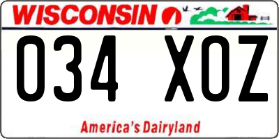 WI license plate 034XOZ