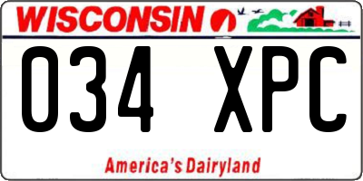 WI license plate 034XPC