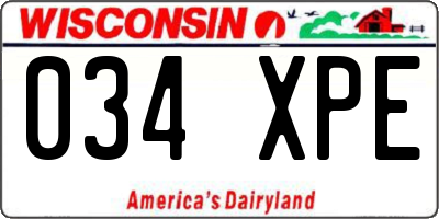 WI license plate 034XPE