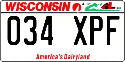 WI license plate 034XPF