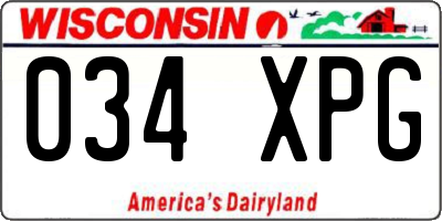 WI license plate 034XPG
