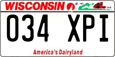 WI license plate 034XPI