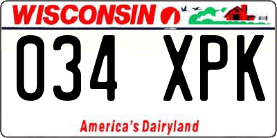 WI license plate 034XPK