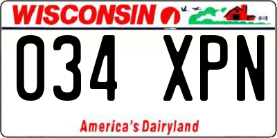 WI license plate 034XPN