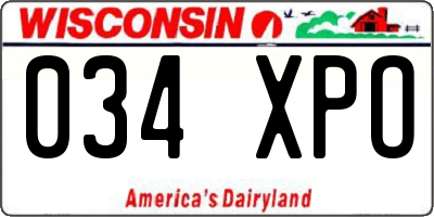 WI license plate 034XPO