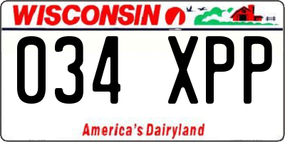 WI license plate 034XPP