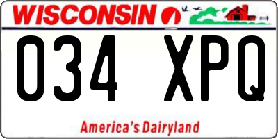 WI license plate 034XPQ