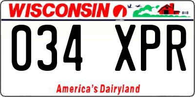 WI license plate 034XPR