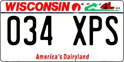 WI license plate 034XPS