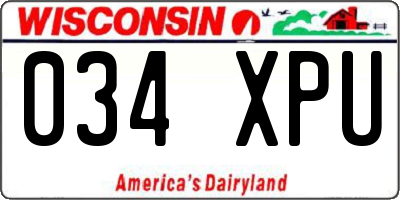 WI license plate 034XPU