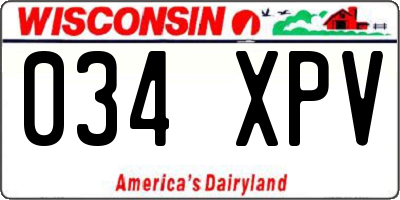 WI license plate 034XPV