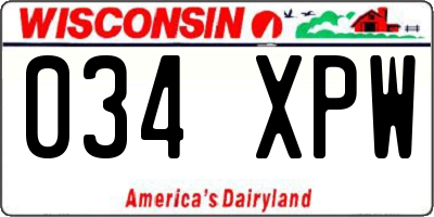 WI license plate 034XPW