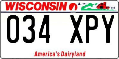WI license plate 034XPY