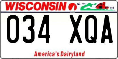 WI license plate 034XQA