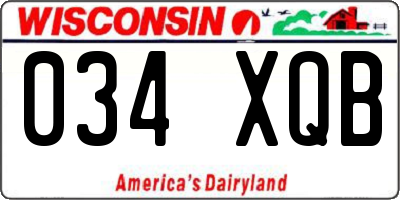 WI license plate 034XQB