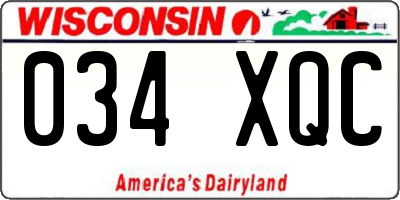 WI license plate 034XQC