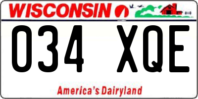 WI license plate 034XQE