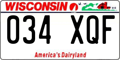 WI license plate 034XQF