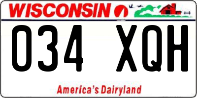 WI license plate 034XQH