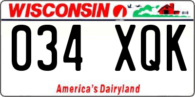 WI license plate 034XQK