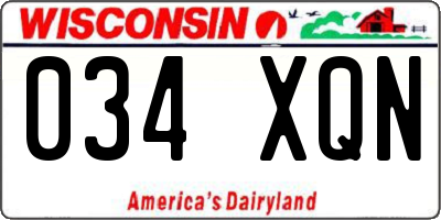 WI license plate 034XQN