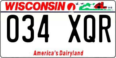 WI license plate 034XQR