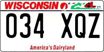 WI license plate 034XQZ