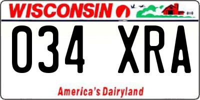 WI license plate 034XRA