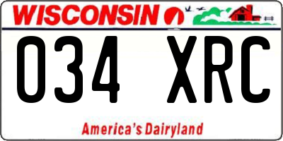 WI license plate 034XRC