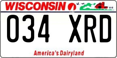 WI license plate 034XRD