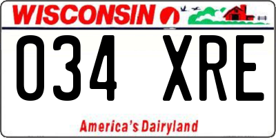 WI license plate 034XRE