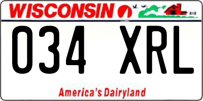 WI license plate 034XRL