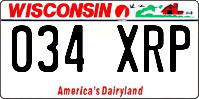 WI license plate 034XRP