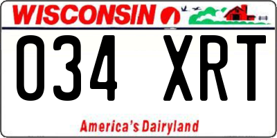WI license plate 034XRT
