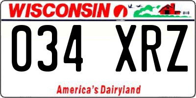 WI license plate 034XRZ
