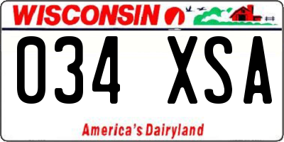 WI license plate 034XSA