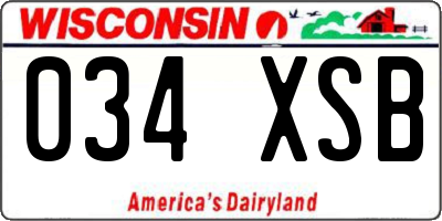 WI license plate 034XSB
