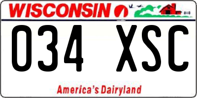 WI license plate 034XSC