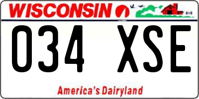 WI license plate 034XSE