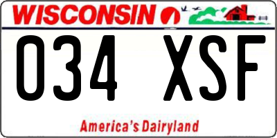 WI license plate 034XSF