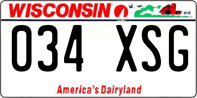 WI license plate 034XSG