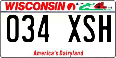 WI license plate 034XSH