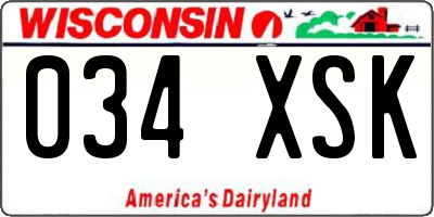 WI license plate 034XSK